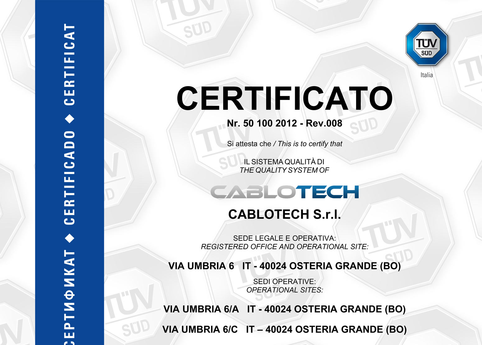 Rinnovo Tüv Süd iso 9001 - 2021